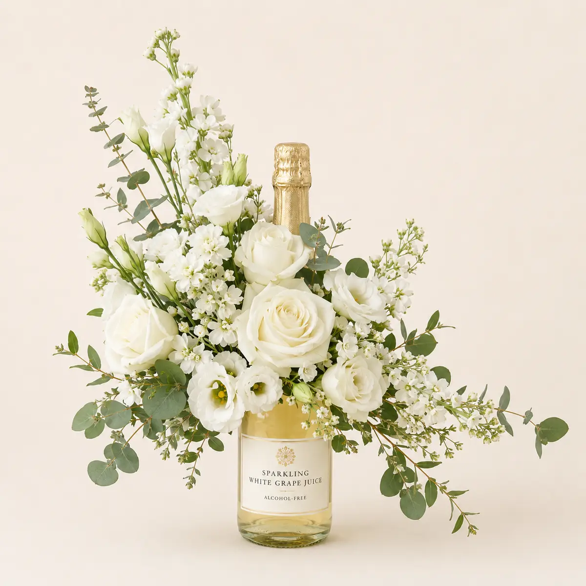 White Elegance Sparkling Bottle Bouquet